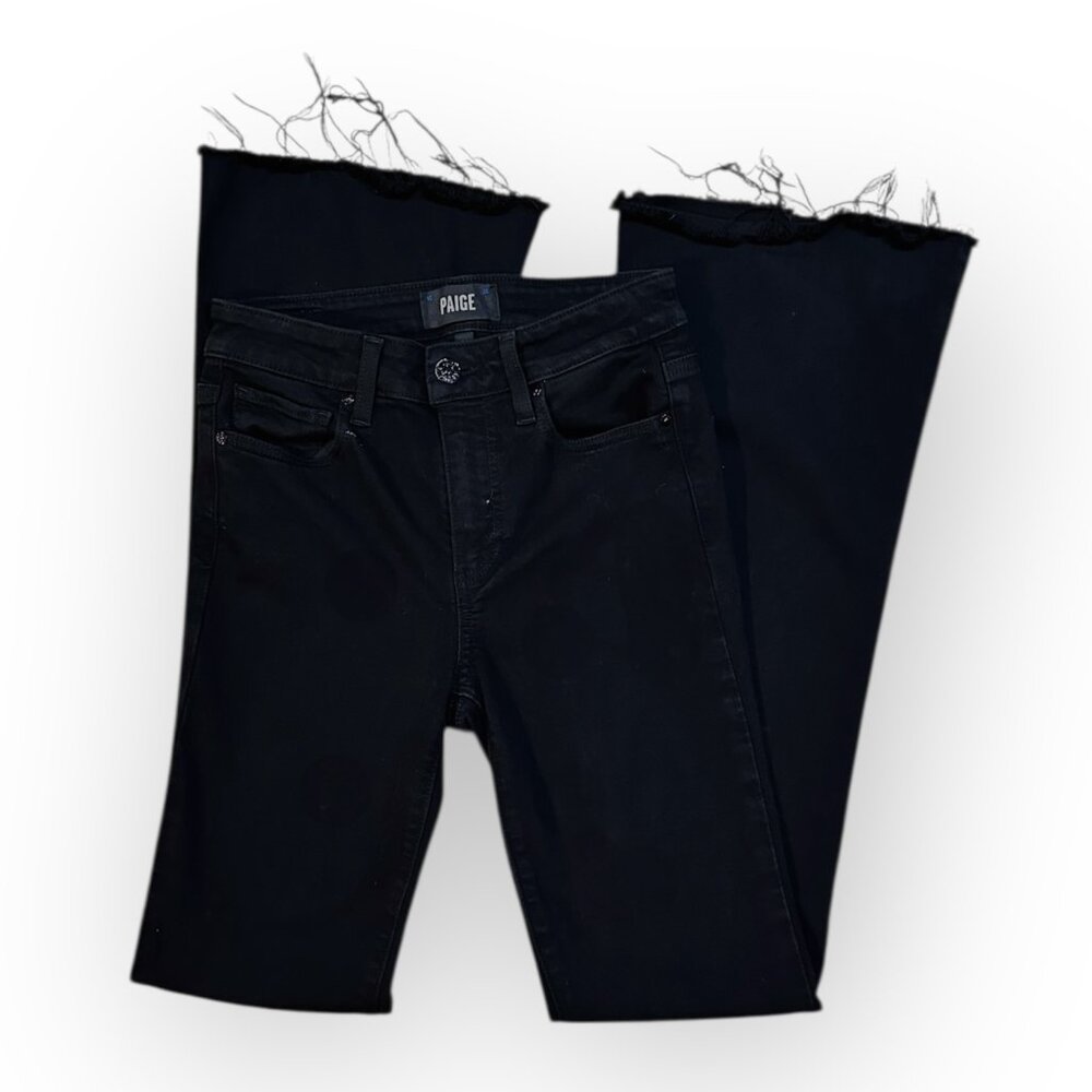 PAIGE Denim High Rise Lou Lou Black Wide Leg Jeans Women's